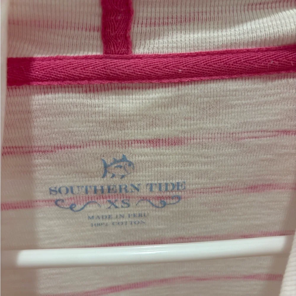 Southern Tide Pink and White Striped Hoodie Top - Picture 4 of 5